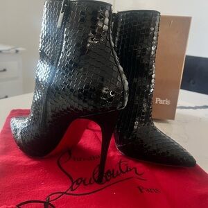 Christian Louboutin Shiny Black Heeled Boots